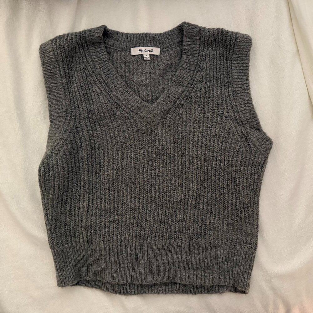 Grey Madewell Fineloft Shrunken Sweater Vest